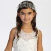 LANA 2 Girl wearing a silver crystal crown with branch design for communion.