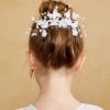 Girls Communion Hair Comb with white flowers