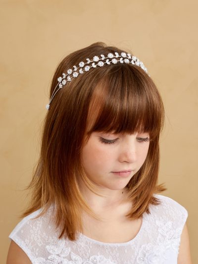 Flower girls tiaras with double crystal floral band
