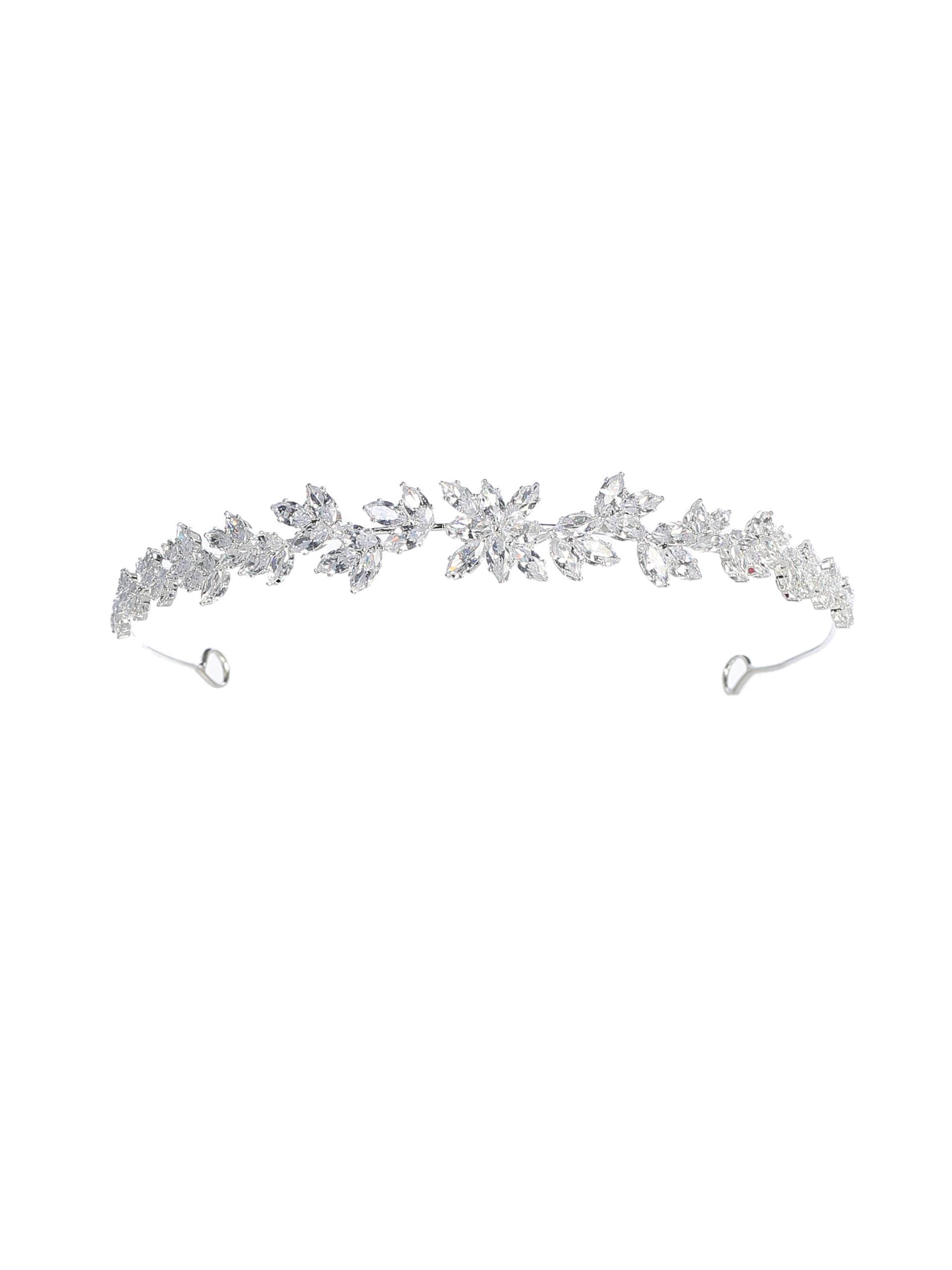 333 Flower Girl Tiara with Crystal Leaf Design