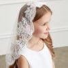 LACEY 2 girls communion lace veil with floral lace trim