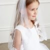 girls communion veil lace with floral embroidery white girls communion veil lace for church ceremony elegant girls communion veil lace with detailing