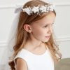 AMBER 2 Girls communion veil flower crown with delicate white flowers.