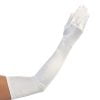 NATALIA 2 Elegant extra long girls gloves in white satin, perfect for weddings, communions, or formal occasions.