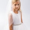 simple beaded edge communion veil for kids with crystal trim