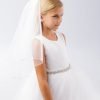 CYNTHIA 1 girls communion veil rhinestone edge tulle elegant girls communion veil rhinestone trim white girls communion veil rhinestone for church