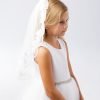 UMA 1 flower girl lace edge communion veil with embroidered trim for kids