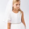 LENORA 2 Girls communion veil trim with simple ribbon edge