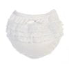 Elegant Lace Undergarment featuring soft layered lace ruffles and a small satin bow