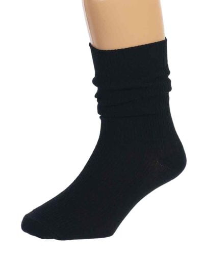 black casual crew socks unisex cotton ribbed everyday wear