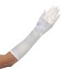 IRIS 1 Elegant girls satin gloves for communion in long white design, perfect for weddings or formal occasions.
