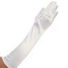 Classic long girls gloves in white satin, perfect for communion, weddings, or formal occasions.
