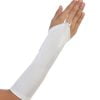 Long white satin fingerless girls gloves with a loop design, perfect for communion, weddings, or formal dresses.