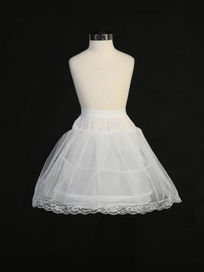 short lace edge bridal petticoat underskirt with lace trim