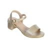 Elegant Gold Dress Sandals with ankle strap and low block heel for girls