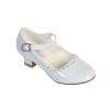 KENZIE 2 White flower girl Mary Jane shoes with pearl accent trim and low heel