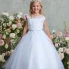 NOELIA – Fitted Lace Bodice Flower Girl Dress & Formal Kids Dress 2 front-view-noelia-fitted-lace-bodice-flower-girl-dress-white-5893
