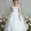 EMMA – Lovely Lace Illusion Neckline Bodice Flower Girl Dress 3